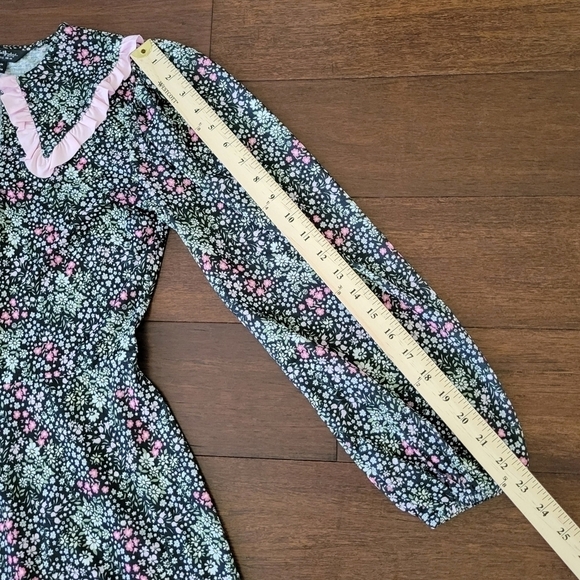Asos Miss Selfridge Collared Black & Pink Floral Vtg Retro Inspired Dress Size 6 - Picture 9 of 9
